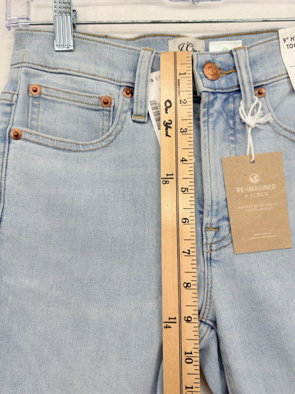 J Crew 9” High Rise Toothpick Jeans 25 Womens Blue Denim *FlawRead New NWT