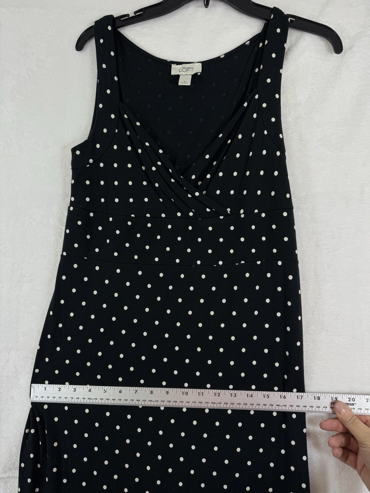 Ann Taylor LOFT Dress 6 Black White Polka Dot Jersey Knit Womens
