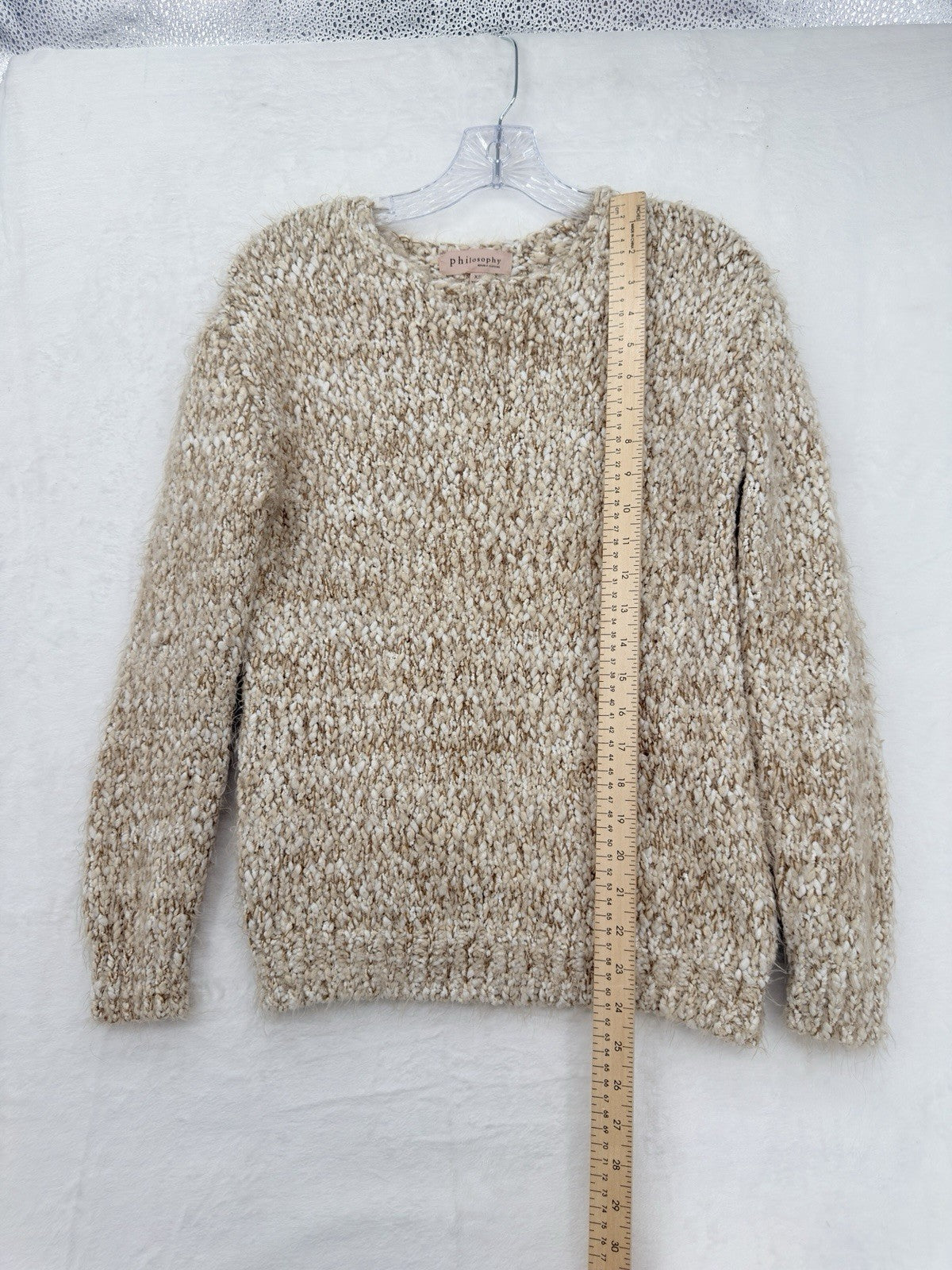 Philosophy Sweater XS Chunky Popcorn Knit Beige Long Sleeve Tops Womens