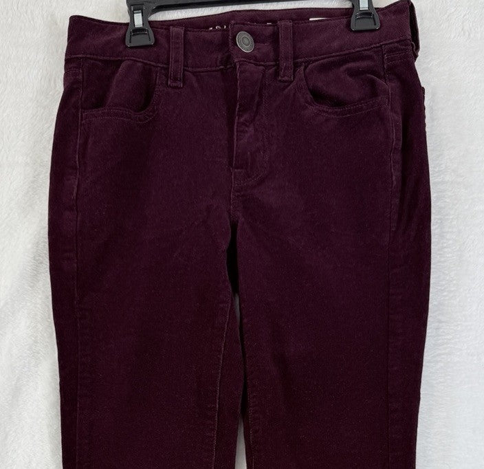 American Eagle Corduroy Pants 00 High Rise Jegging Burgundy Red Womens