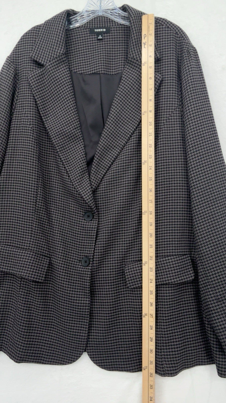 Torrid Blazer 4 Houndstooth Jacket Gray Black Knit Plus Size Womens 4X