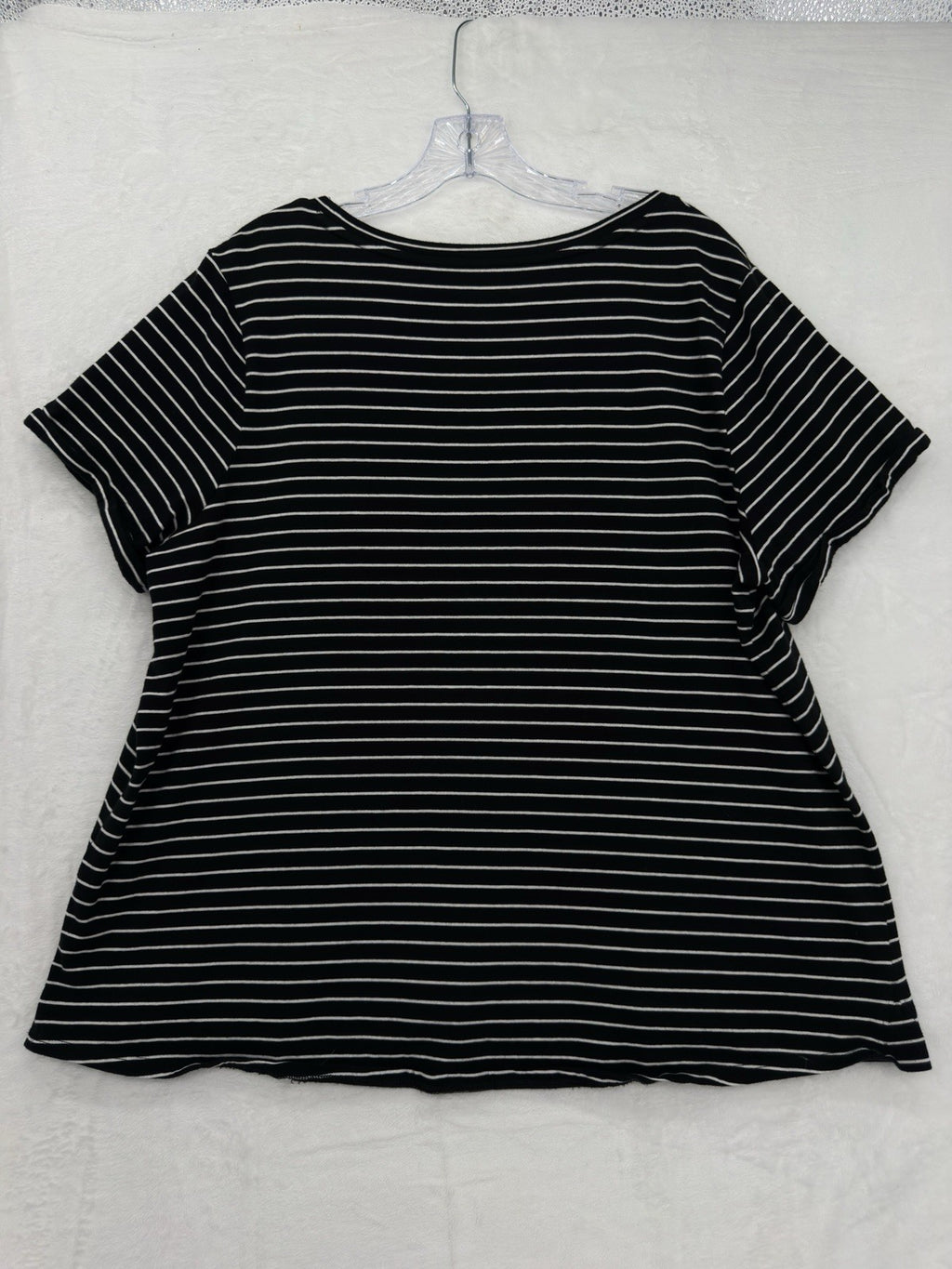 J Jill Top XL Black White Striped Everyday Cotton Tee Short Sleeve Womens