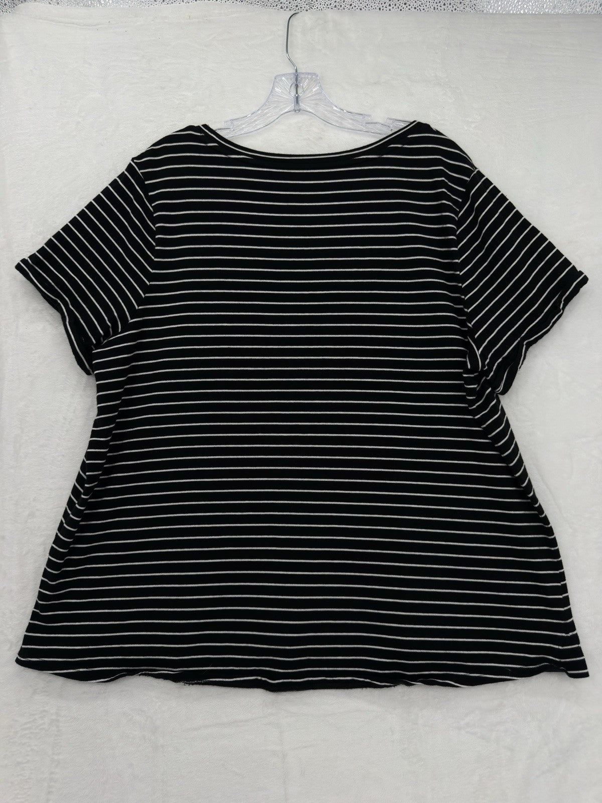 J Jill Top XL Black White Striped Everyday Cotton Tee Short Sleeve Womens