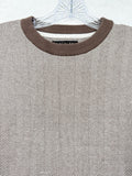Lachlan Sweater Medium Mens Crew Neck Brown Herringbone Knit Pullover Preppy
