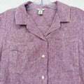 LL Bean 100% Linen Shirt Womens XS Pink Short Sleeve Button Up Top