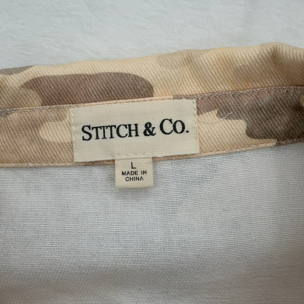 Stitch & Co. Camouflage Shirt  Large Womens Long Sleeve Snap Front Camo