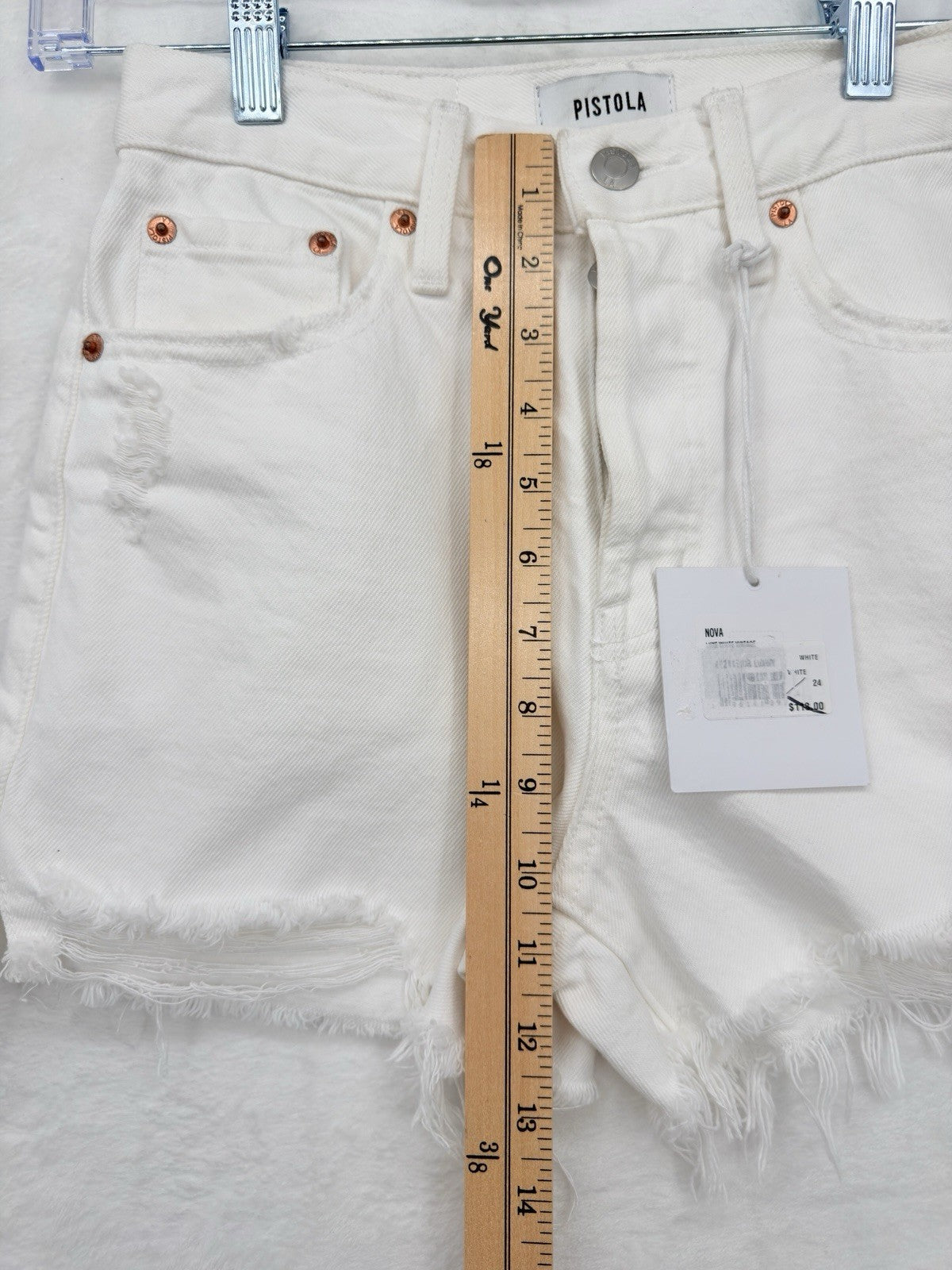Pistola Los Angeles Shorts 24 White Nova High Rise 100% Cotton Womens New NWT
