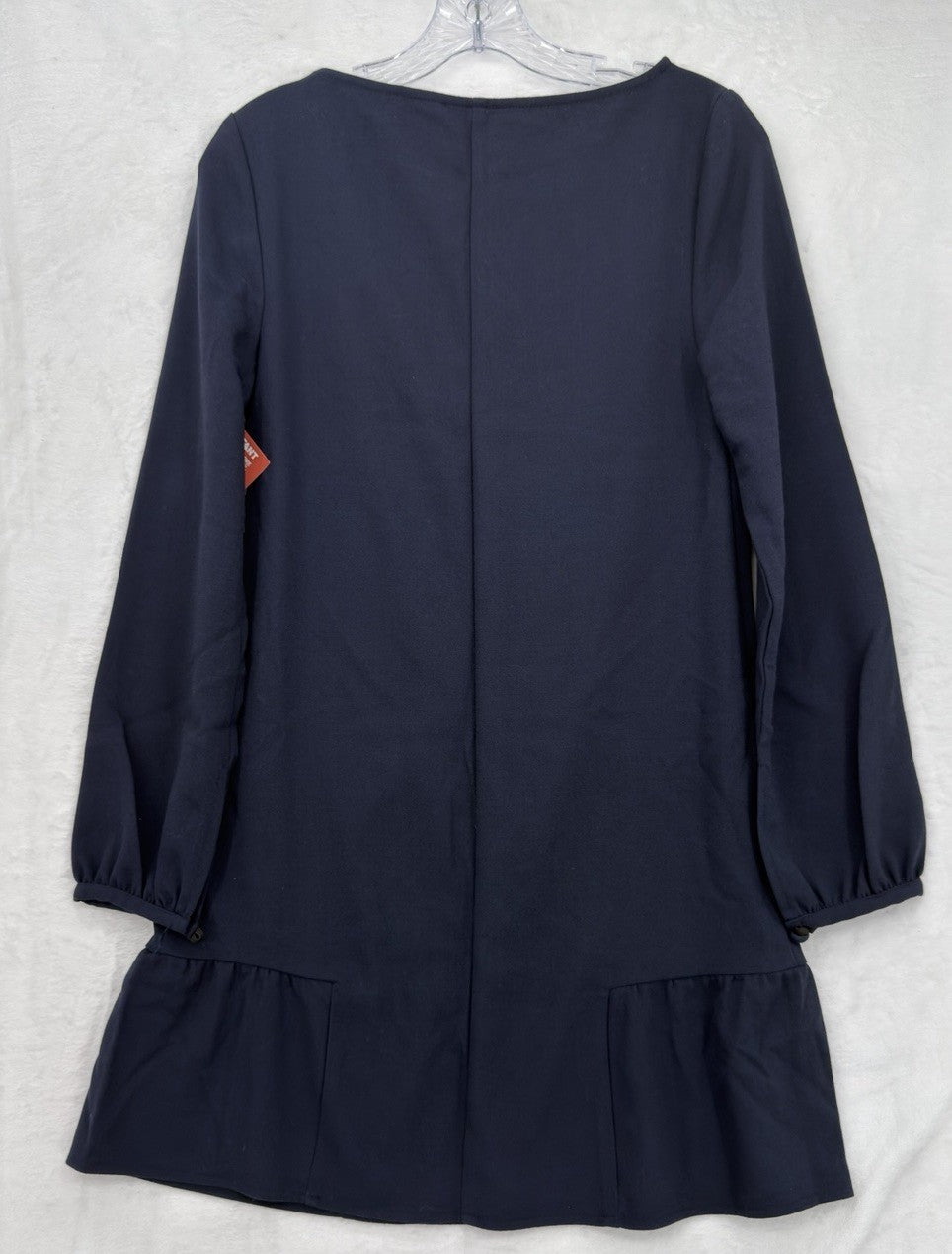 ASOS Mini Dress 4 Navy Blue Long Sleeve Shift Drop Waist Womens NWT