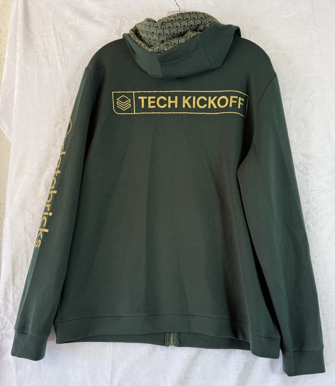 Databricks Medium Green Gold Full Zip Hoodie Jacket Logo Tech Kickoff FY27