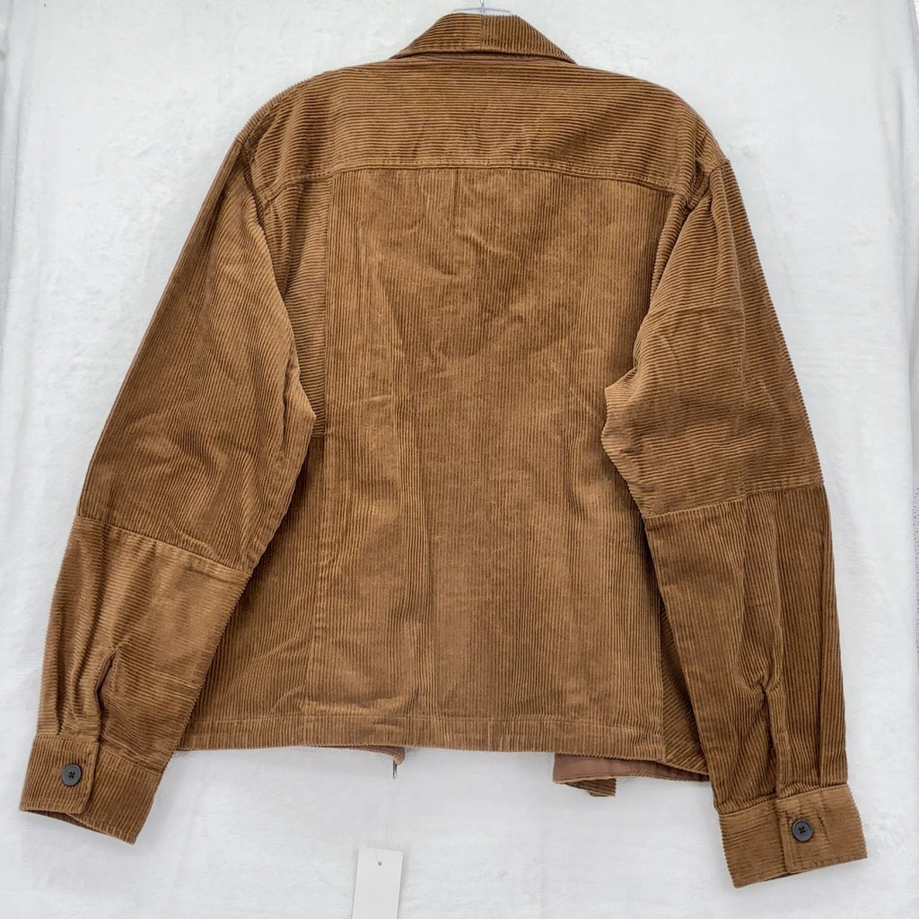 GU Corduroy Zip Up Shirt Jacket Small Mens Brown Uniqlo Utility Cotton New NWT