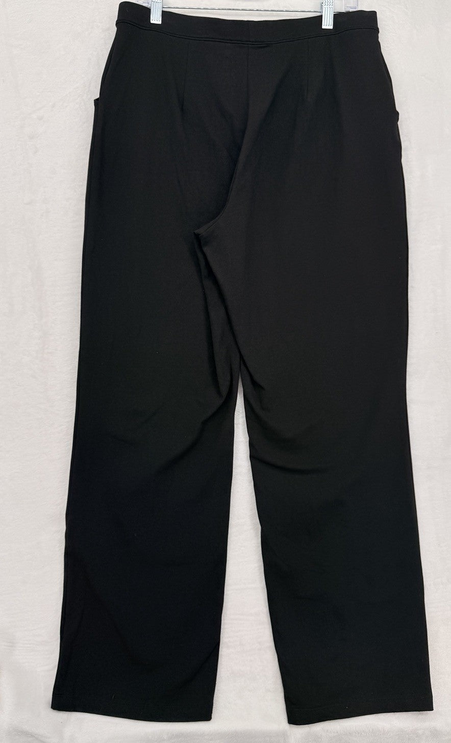 LL Bean Perfect Fit Pants XL Black Straight Leg Knit Pull On Womens