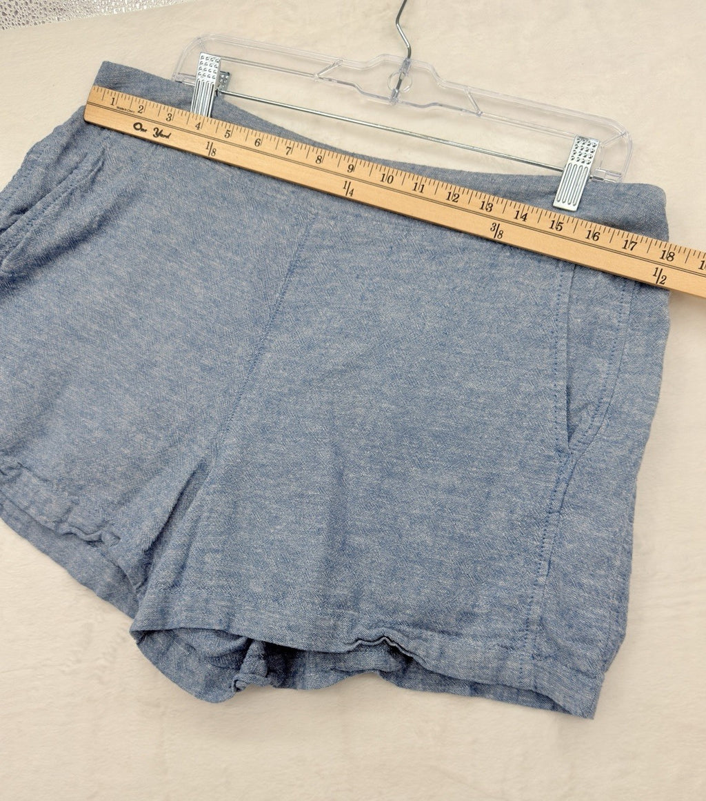 Gap Linen Blend Shorts XL Womens Blue Pull On Easy Pockets 3.5”