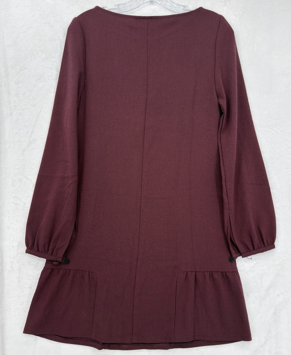 ASOS Mini Dress 4 Burgundy Long Sleeve Shift Drop Waist Womens