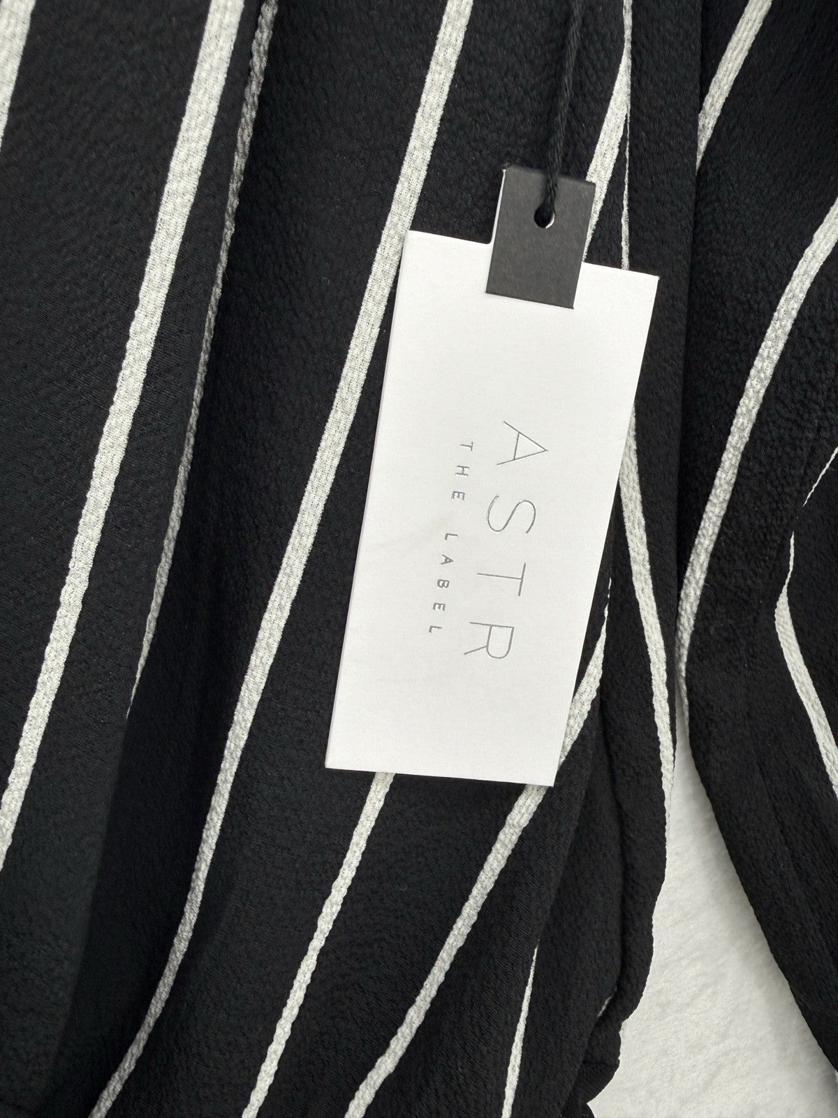 ASTR The Label Top Small Long Sleeve Bodysuit Faux Wrap Black Blouse Women New N