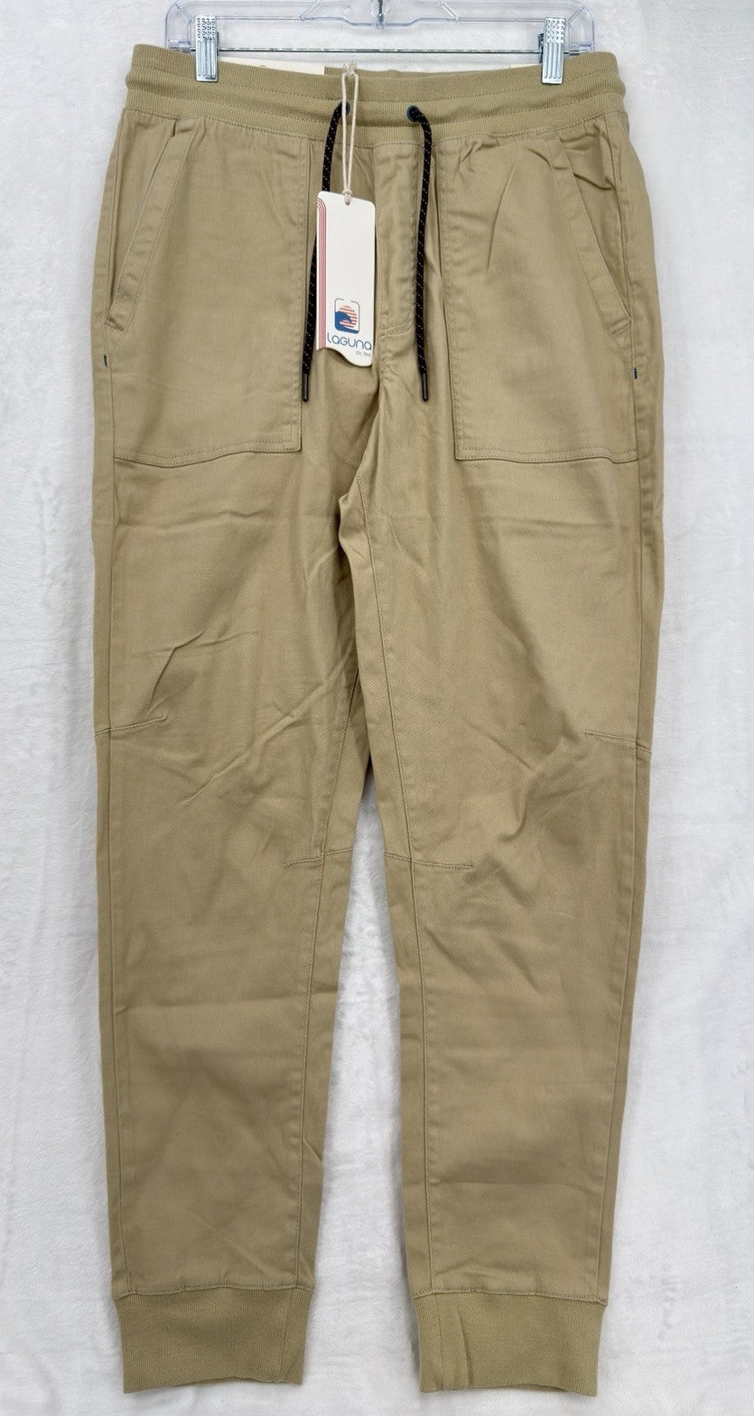 Laguna Joggers Pants Medium Mens Tan Beige Pull On Stretch Twill New NWT