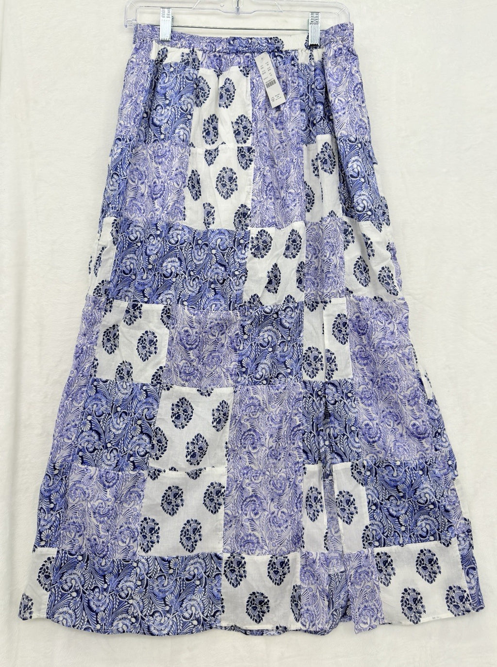 J Crew XS Maxi Skirt Blue Purple Paisley Long Side Slit Patchwork Women New NWT