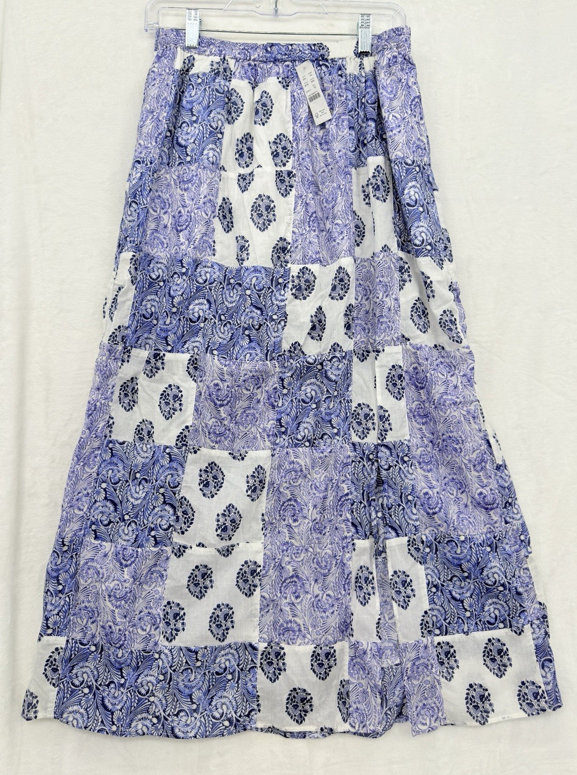 J Crew XS Maxi Skirt Blue Purple Paisley Long Side Slit Patchwork Women New NWT