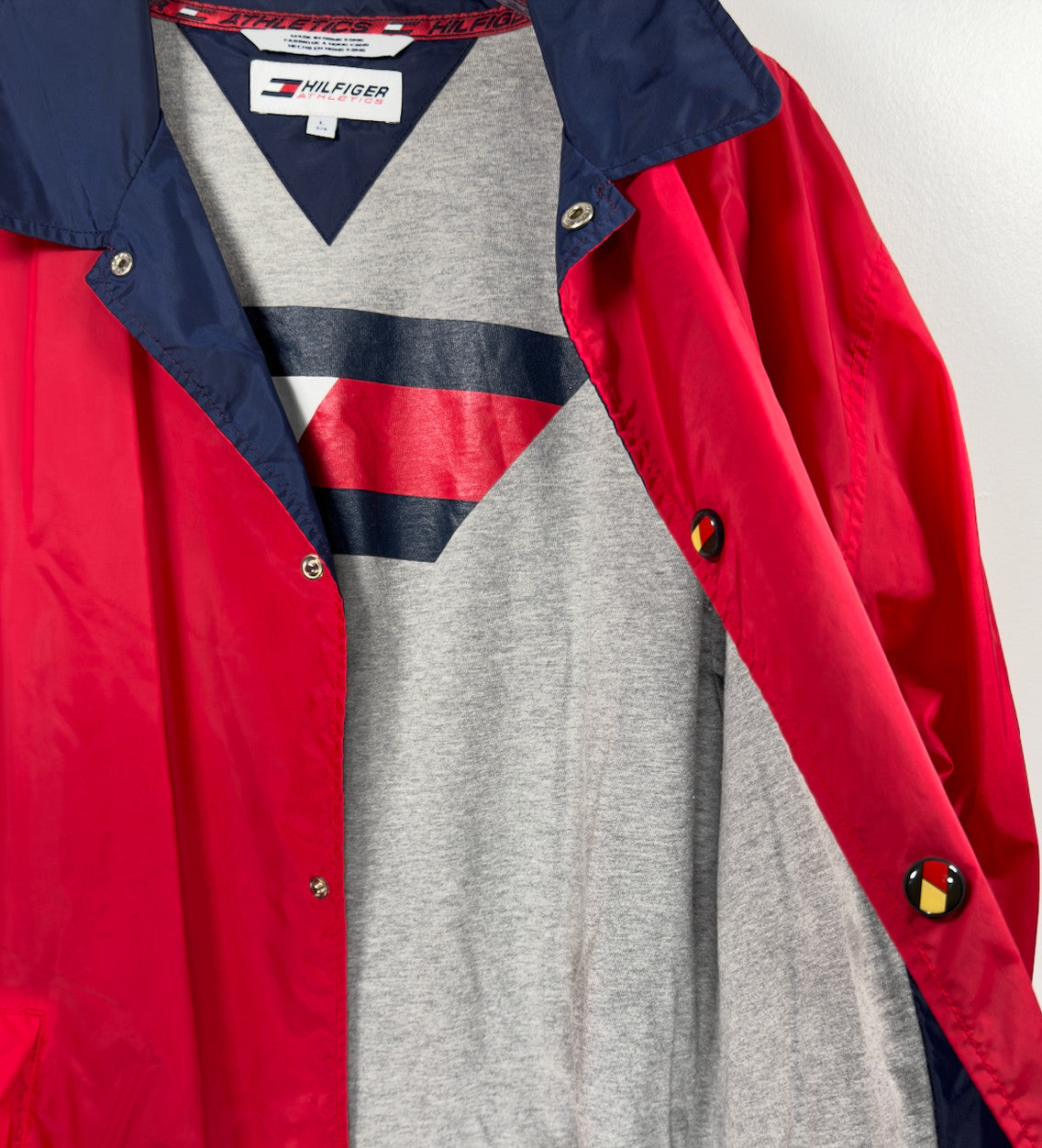 90s Tommy Hilfiger Athletics Logo Spell Out Vintage Jacket Windbreaker Mens L
