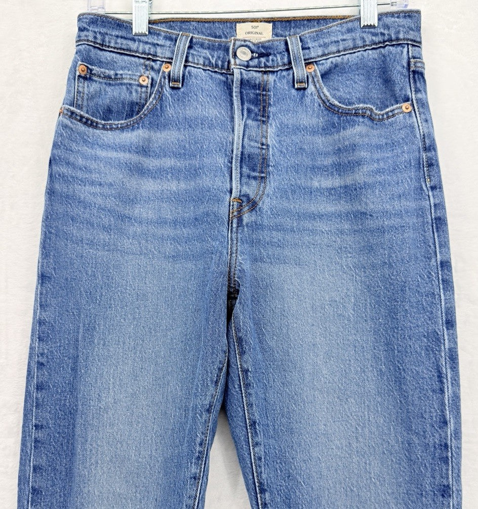 Levis 501 Womens Jeans 28 Cotton Stretch Button Fly Blue 28x30
