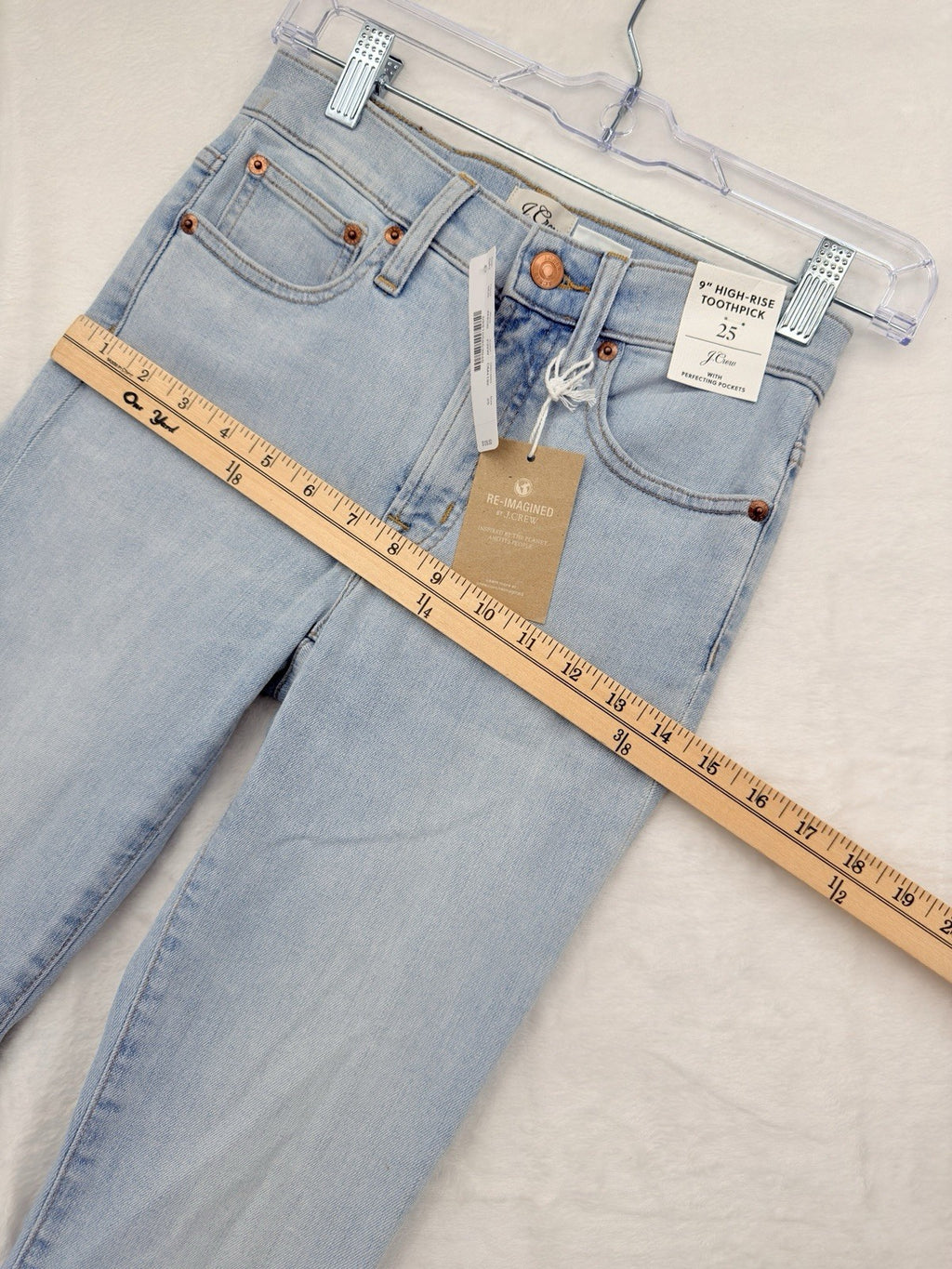 J Crew 9” High Rise Toothpick Jeans 25 Womens Blue Denim *FlawRead New NWT