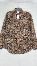 Gap Easy Shirt XS Womens Tops Leopard Print Linen Long Sleeve Button Up New NWT