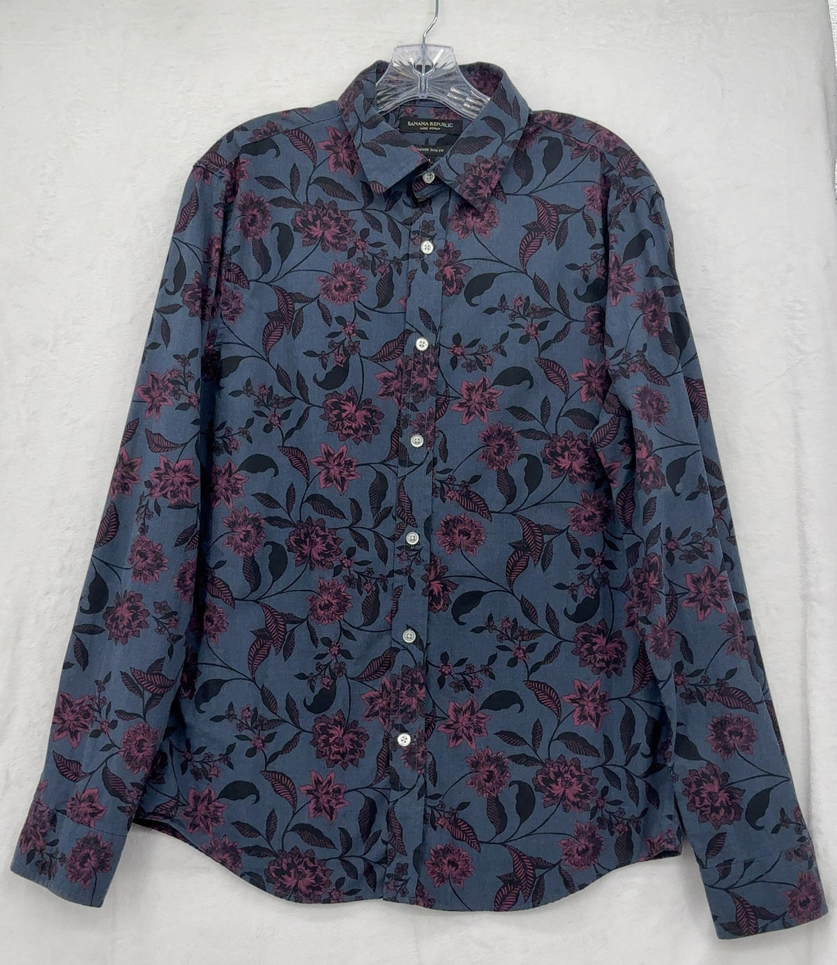 Banana Republic Luxe Poplin Untucked Slim Fit Button-Up Shirt Medium Mens