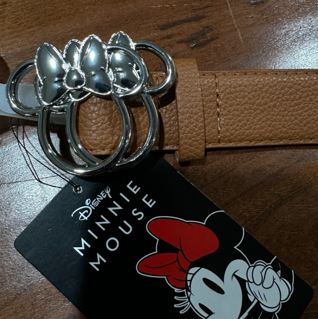 Minnie Mouse Belt Women’s Small Brown Pebbled Silver Buckle Walt Disney NWT