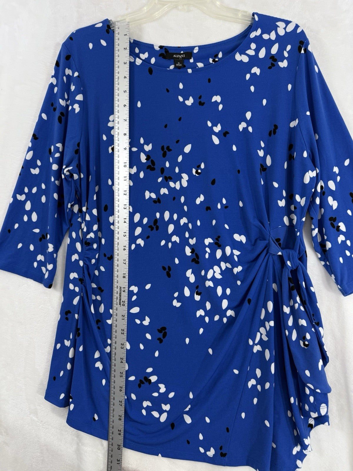 Alfani Tops Blouses XL Faux Wrap Blue 3/4 Sleeve Womens