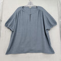 Max Studio London Top Short Sleeve 1x Blue Plus Size Womens Blouse