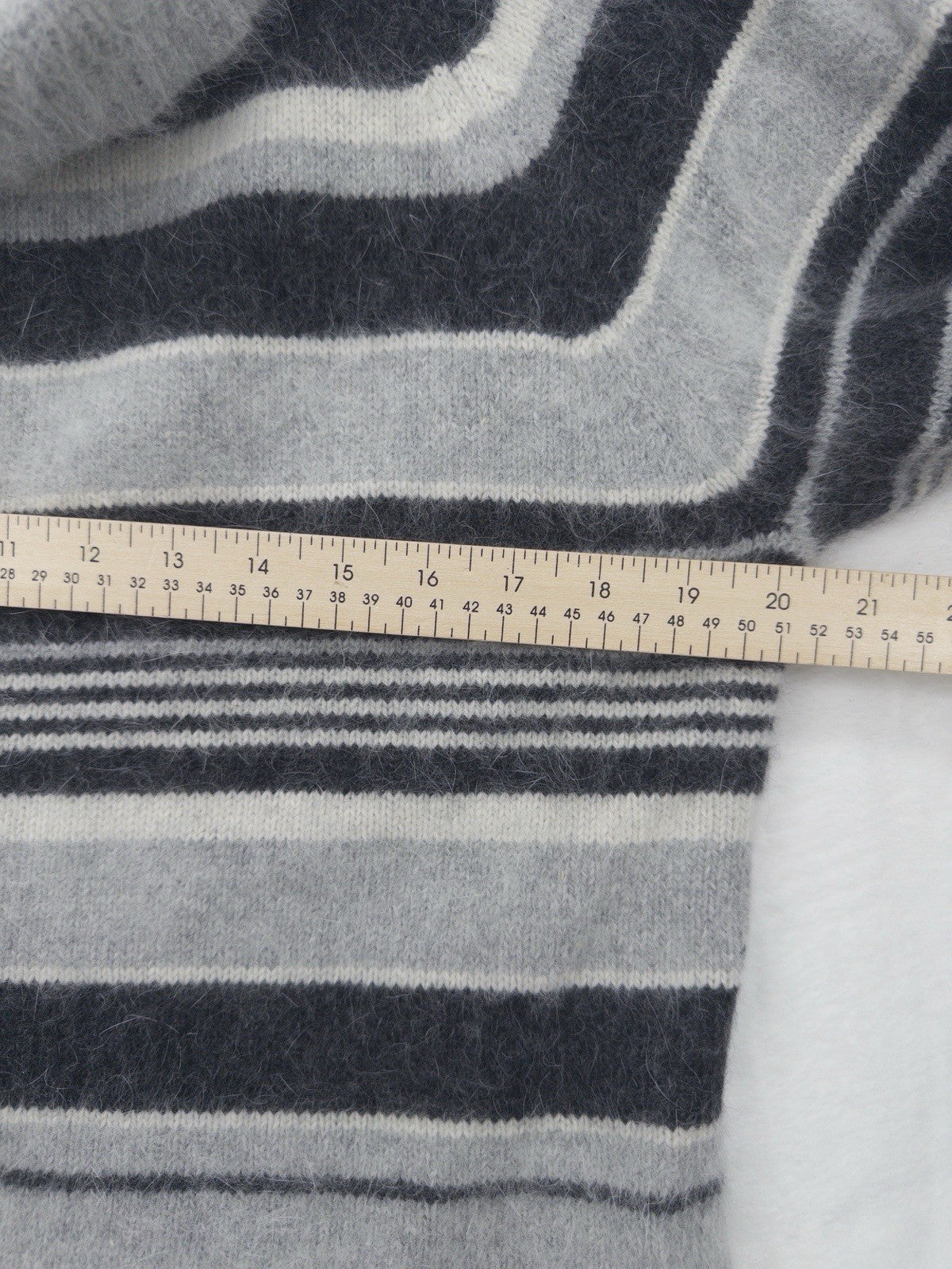 Rafaella XL Gray Striped Angora Lambswool  Cowl Neck Sweater Pullover Womens