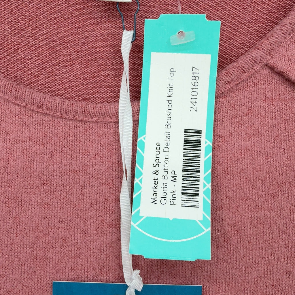 Stitch Fix Top Medium Petite Market & Spruce Pink Brushed Knit Womens New NWT