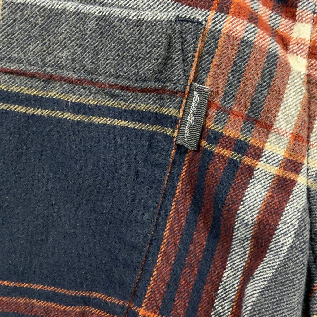 Eddie Bauer Flannel Shirt XL Navy plaid 100% cotton chest pocket button front