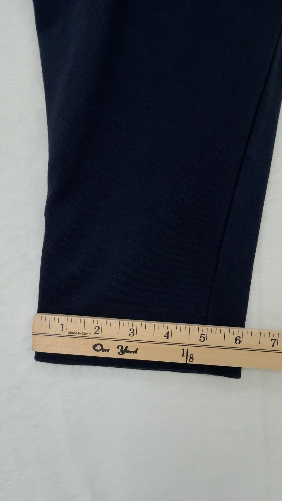 T by Talbots Leggings Capri Pants Large Petite Womens Navy Blue Snap Hem Knit