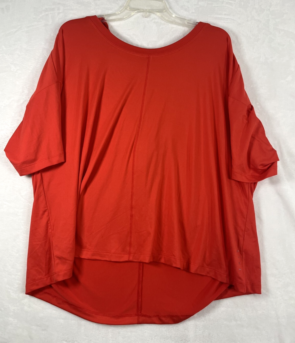 LIVI Active 18/20 Top 1X Short Sleeve Hoodie Red Lane Bryant Plus Size