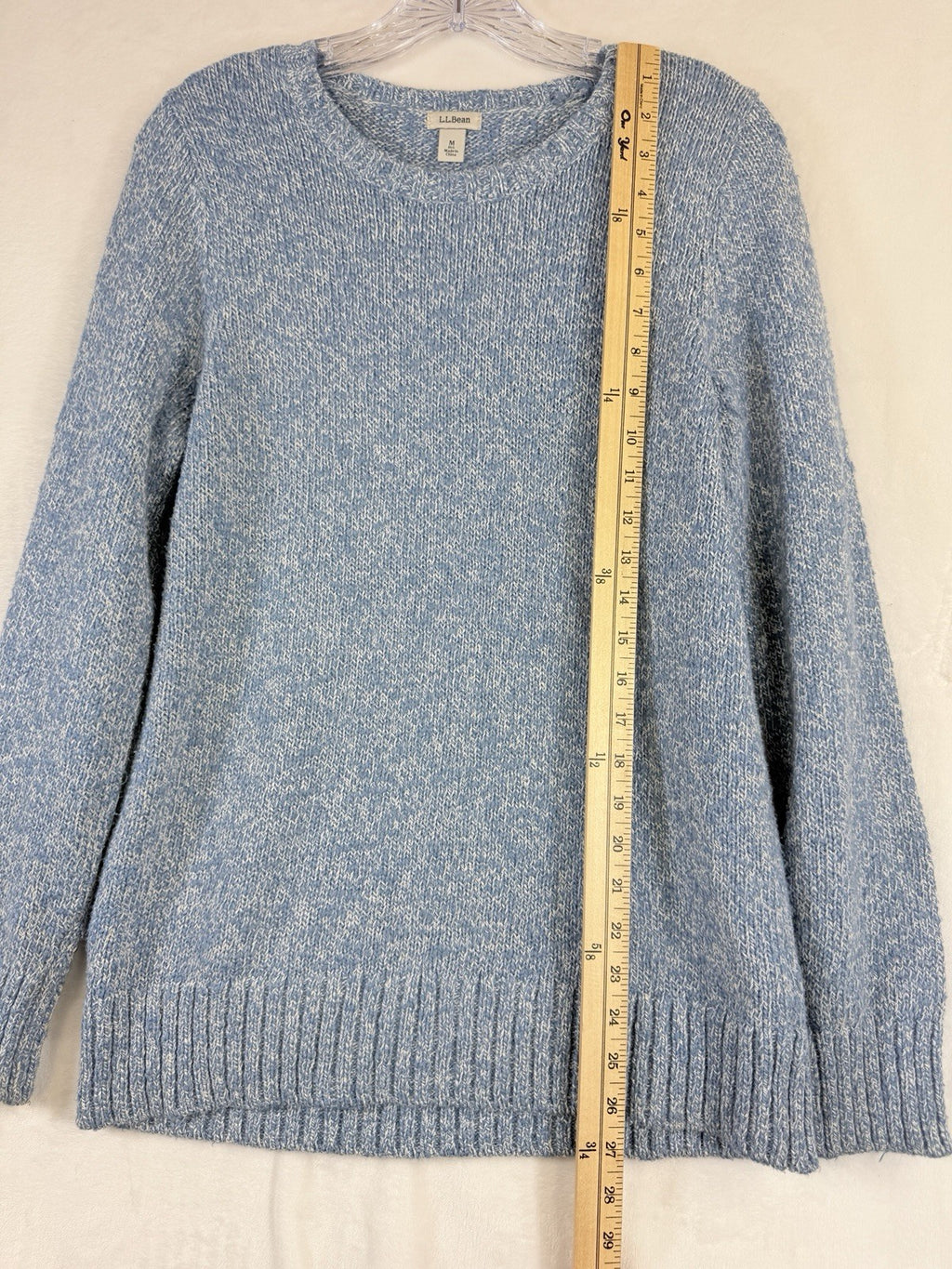 LL Bean Sweater Womens Medium Cotton Ragg Sweater Funnelneck Pullover Blue