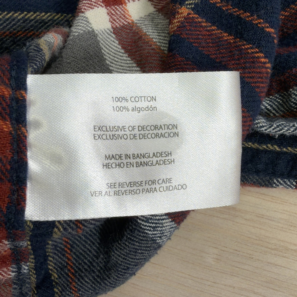 Eddie Bauer Flannel Shirt XL Navy plaid 100% cotton chest pocket button front