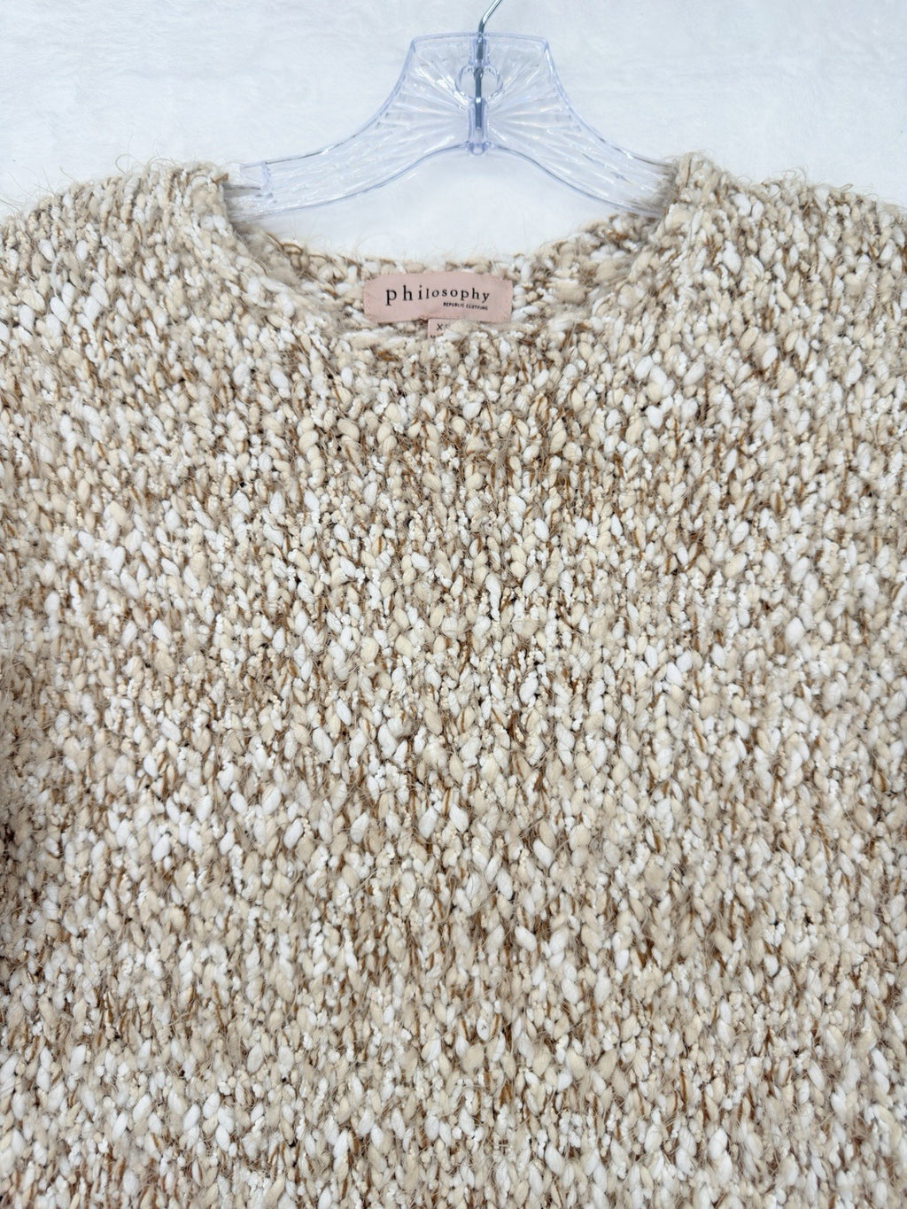 Philosophy Sweater XS Chunky Popcorn Knit Beige Long Sleeve Tops Womens