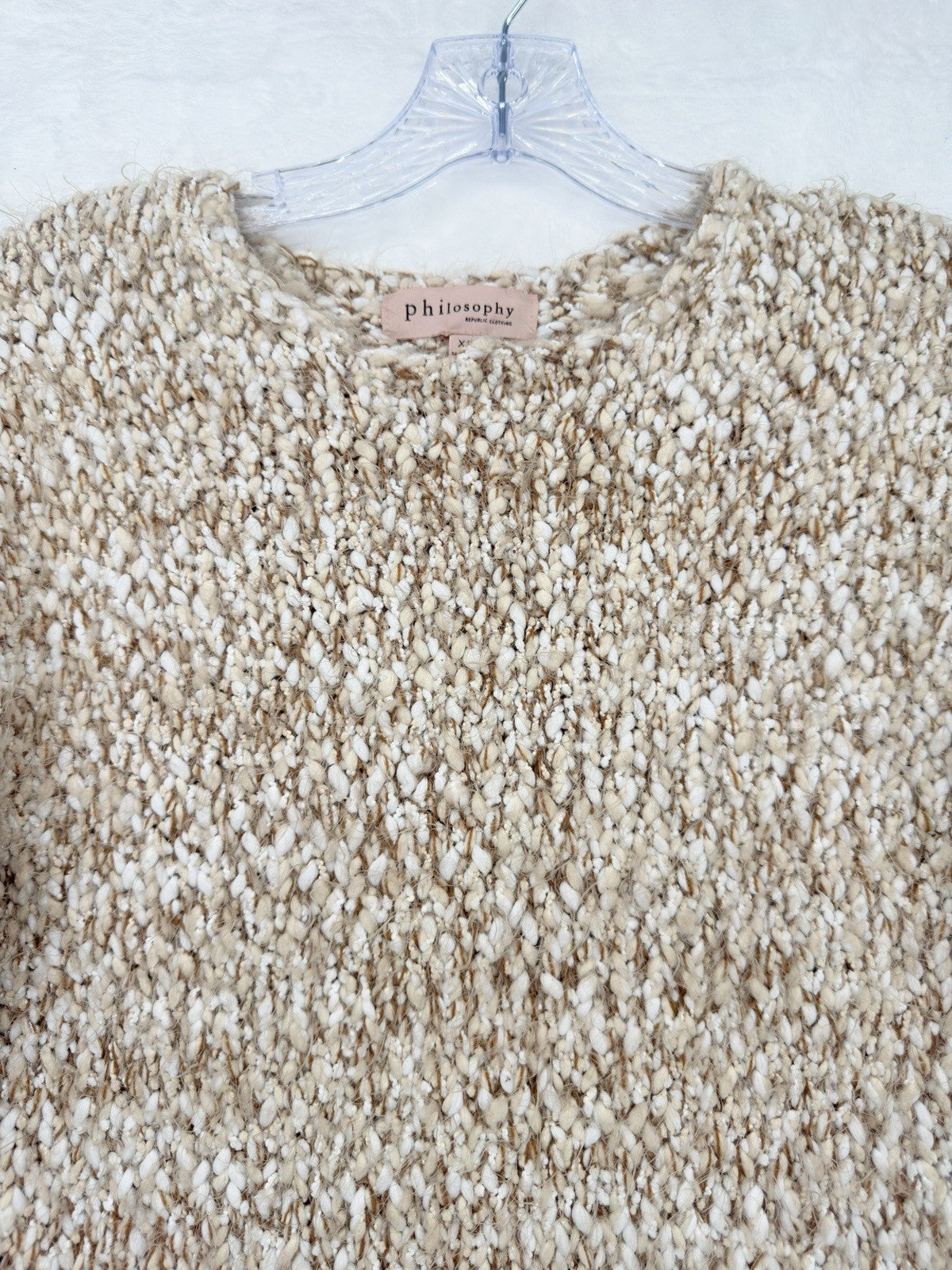 Philosophy Sweater XS Chunky Popcorn Knit Beige Long Sleeve Tops Womens