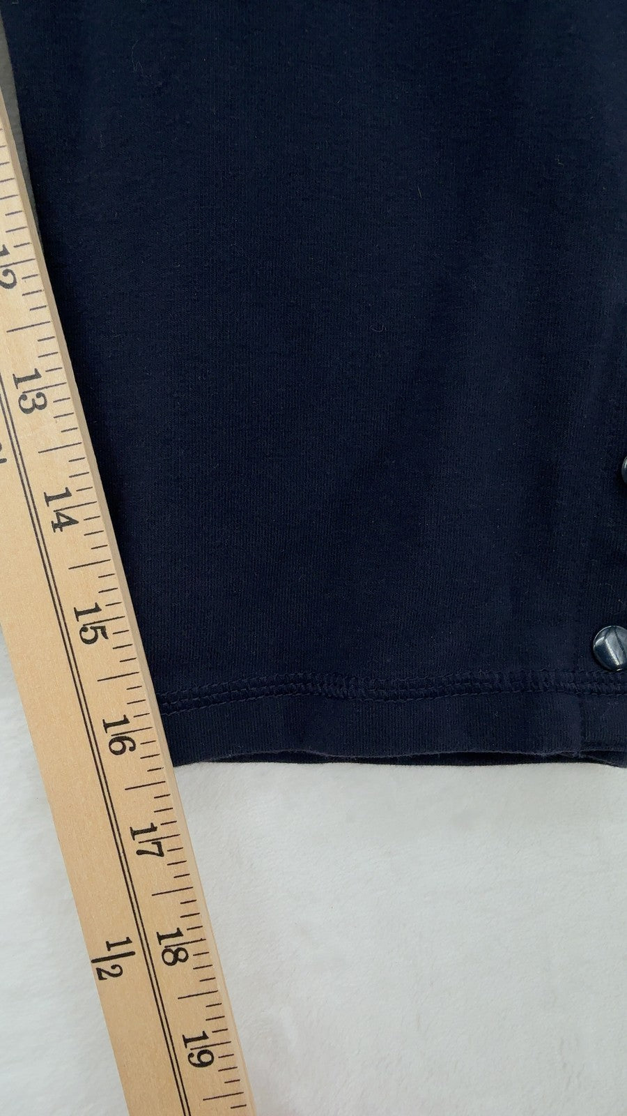 T by Talbots Leggings Capri Pants Large Petite Womens Navy Blue Snap Hem Knit