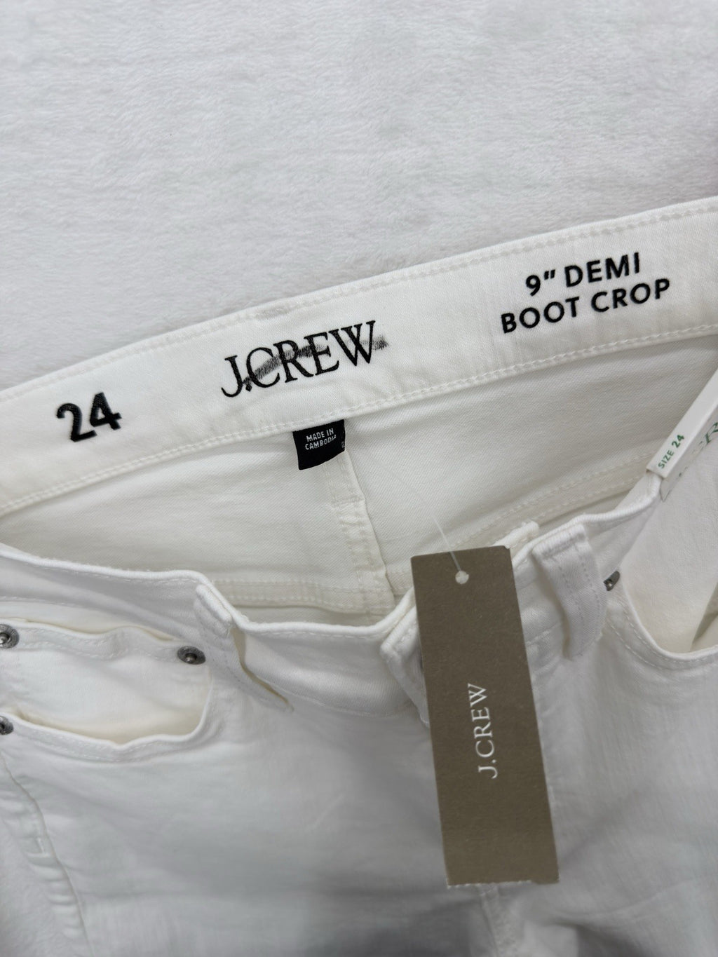 J Crew 9” Demi Boot Crop Jeans 24 White Raw Hem Womens NWT New *Read