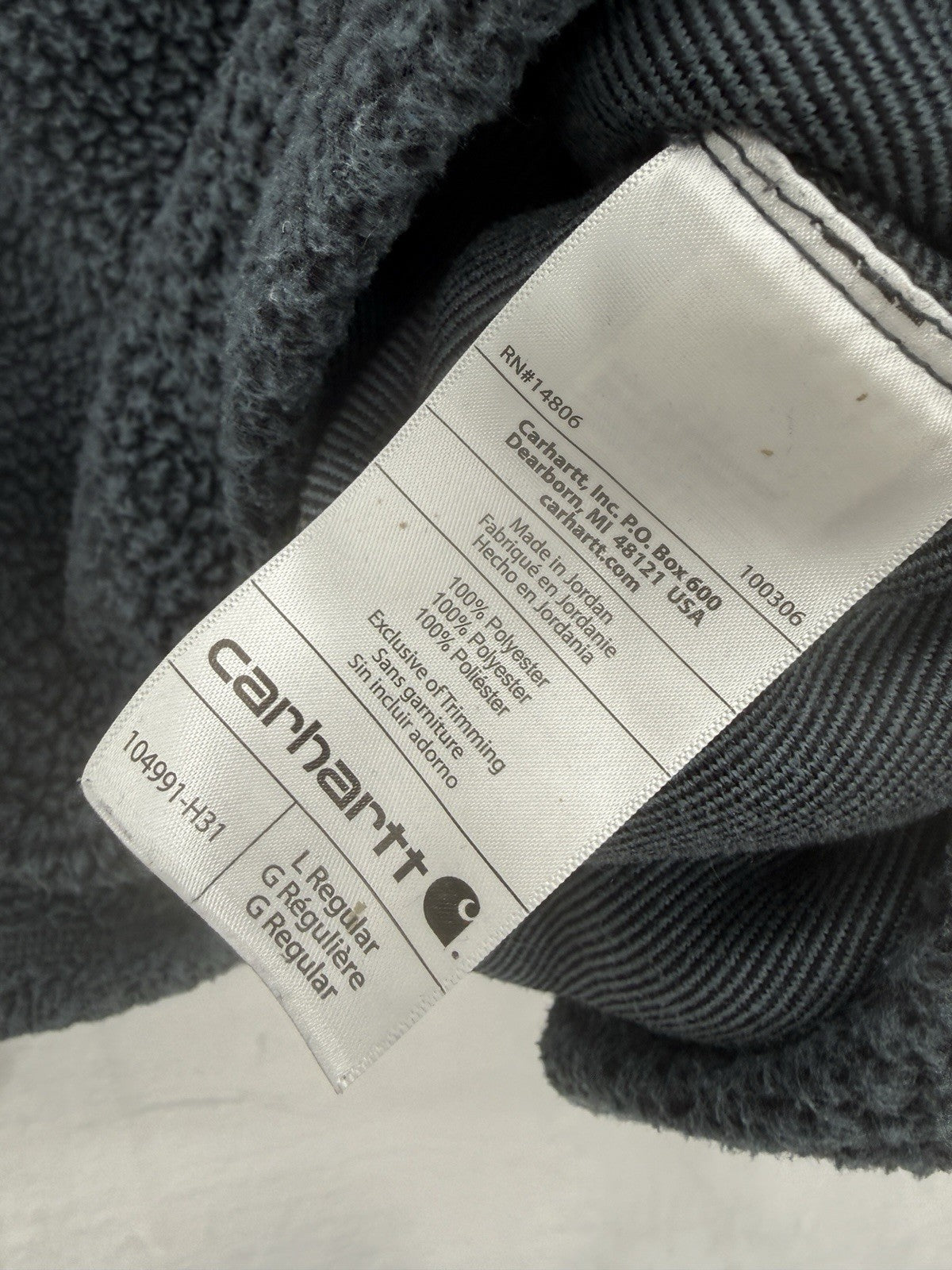 Carhartt Relaxed Fleece Fit Pullover Large Mens Blue Gray Seaside Heather