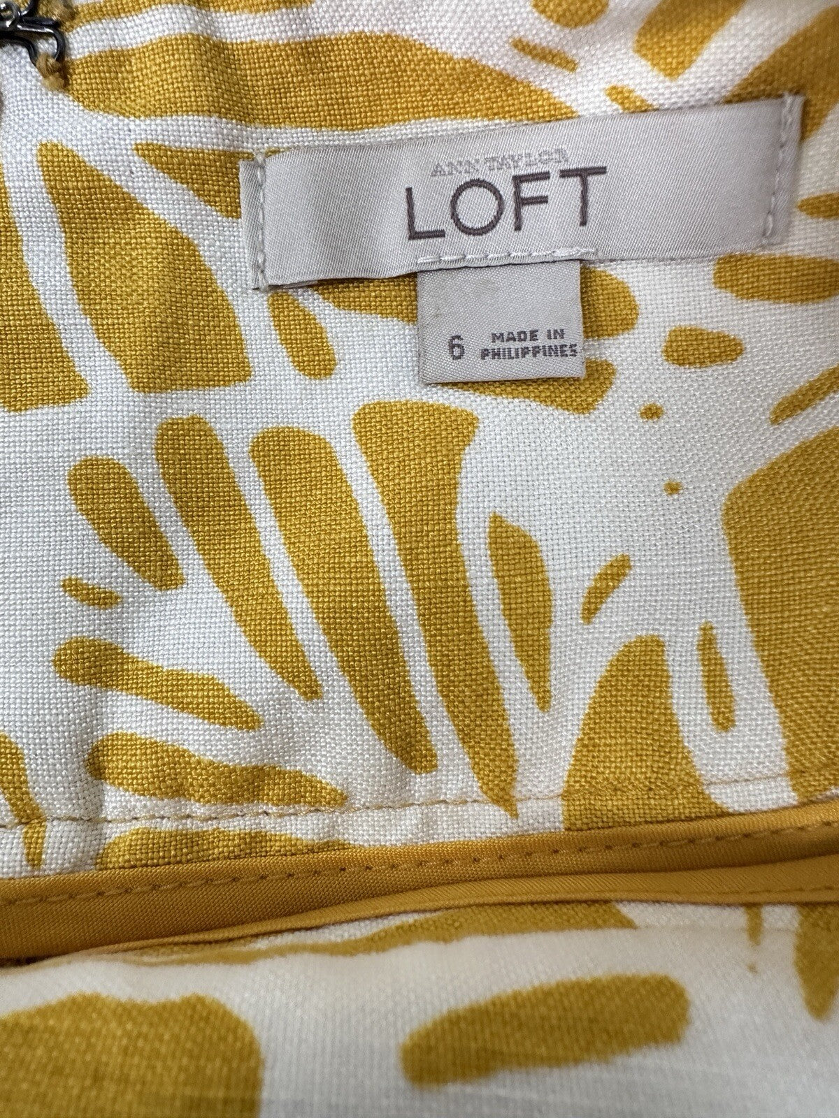 Ann Taylor LOFT Skirt Size 6 Linen Blend Yellow Floral