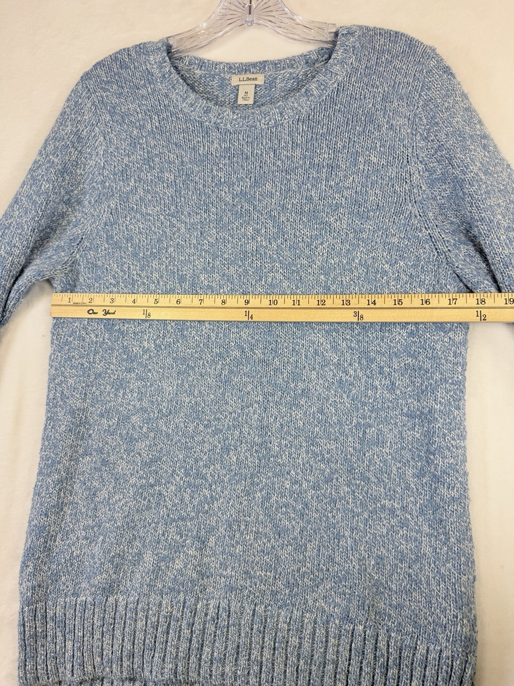 LL Bean Sweater Womens Medium Cotton Ragg Sweater Funnelneck Pullover Blue