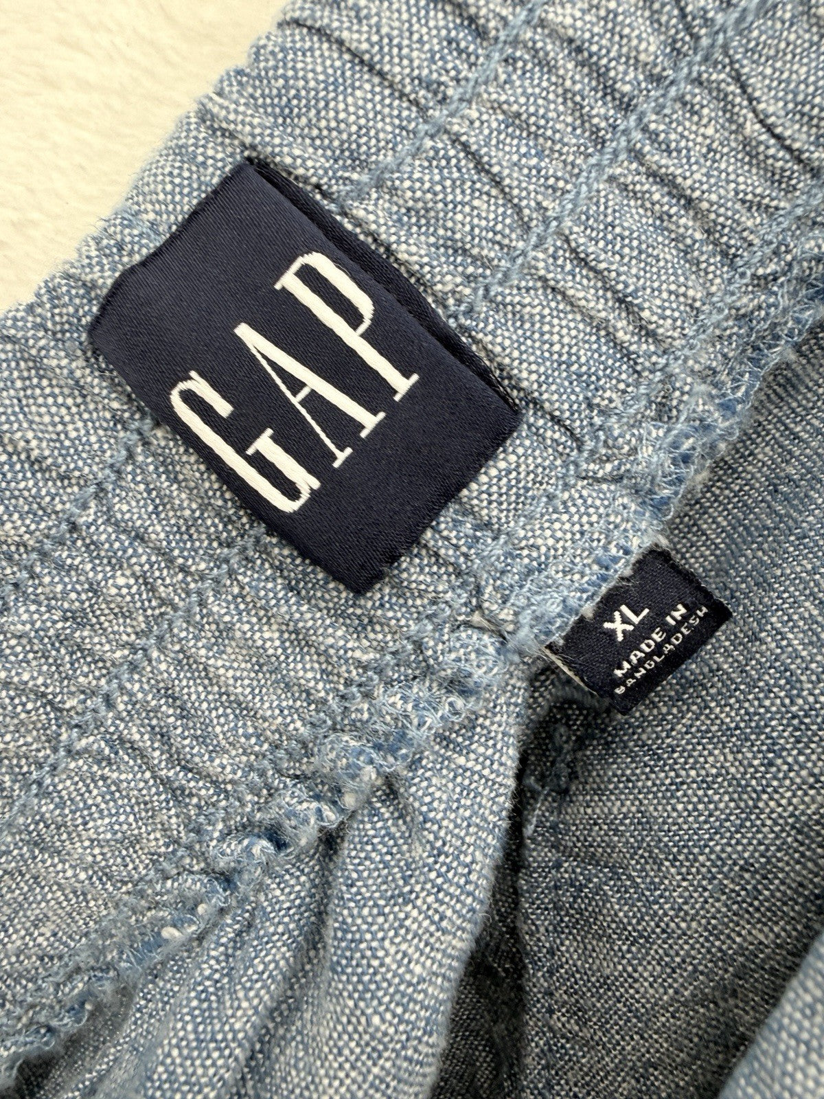 Gap Linen Blend Shorts XL Womens Blue Pull On Easy Pockets 3.5”