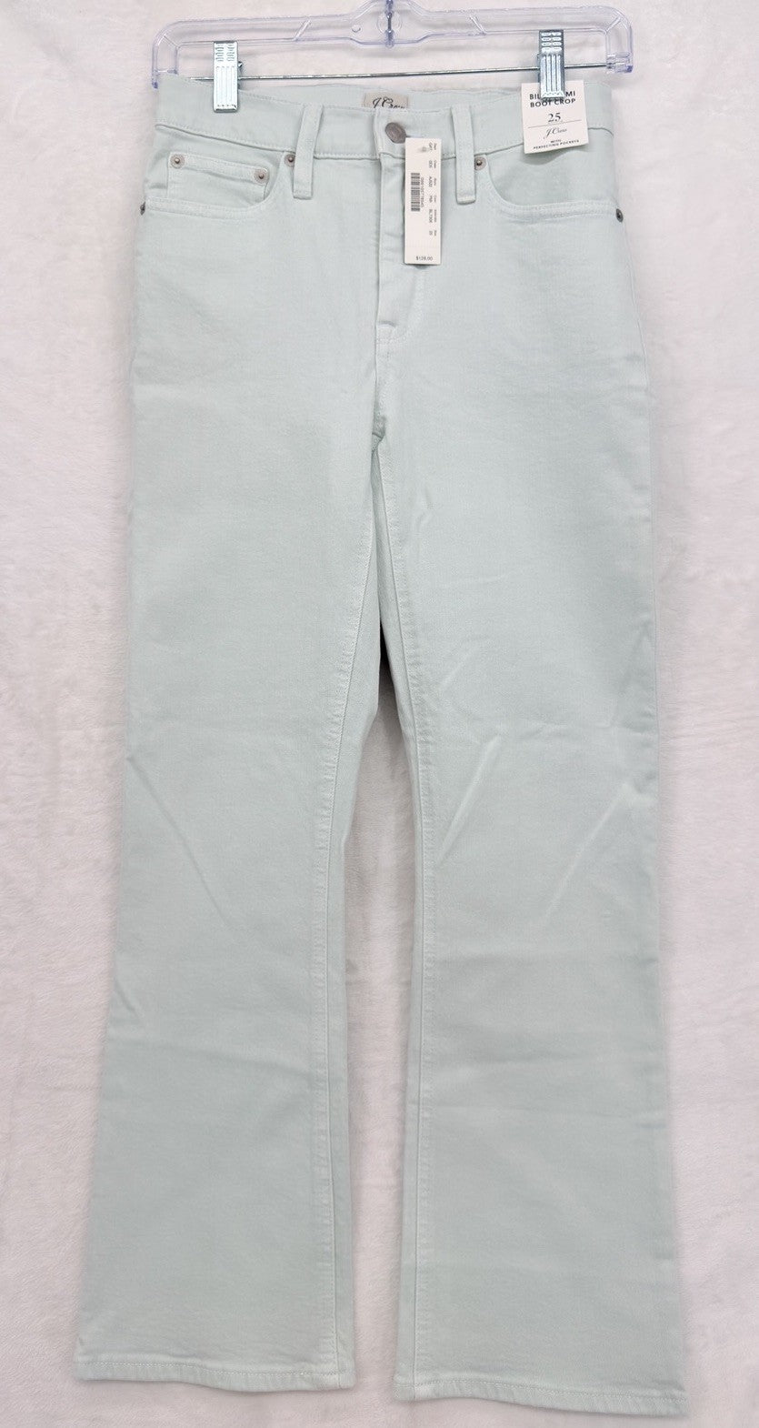 J Crew Billie Demi Boot Crop Jeans 25 Light Green Denim Womens New NWT