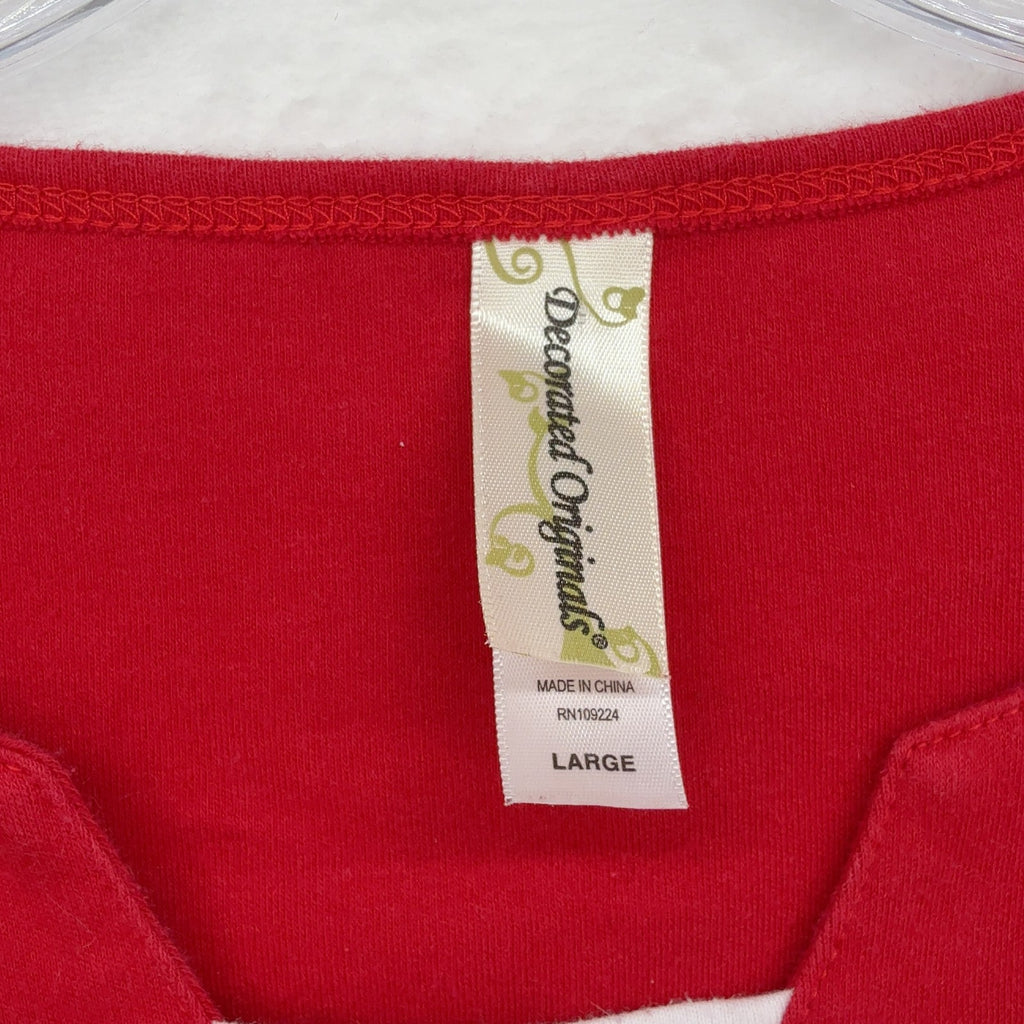 Decorated Originals Christmas Top Large Womens Red Snowman Embellished Teacher
