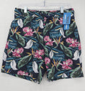 Blue Wave Swim Trunks Medium Mens Black Floral Swimsuit Lined Pockets 6” New