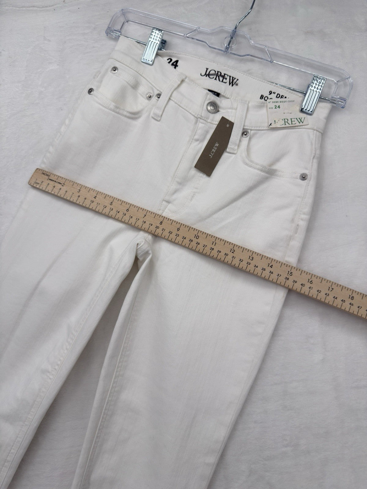 J Crew 9” Demi Boot Crop Jeans 24 White Raw Hem Womens NWT New *Read