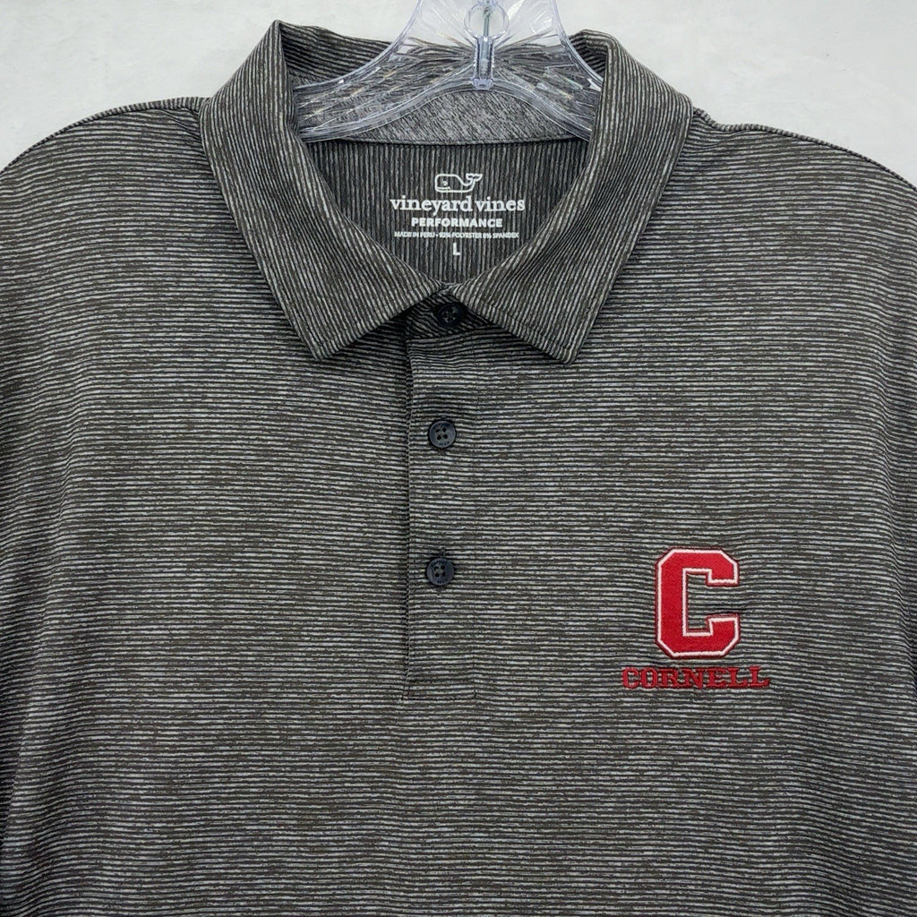 Vineyard Vines Performance Polo Shirt Cornell Logo Mens Large Brown Gray