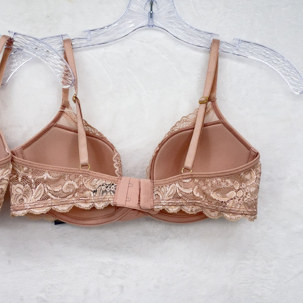 Pepper Laidback Bra 34B Womens Lot 2 Sienna Rose Lace Trim Laid Back New NWT